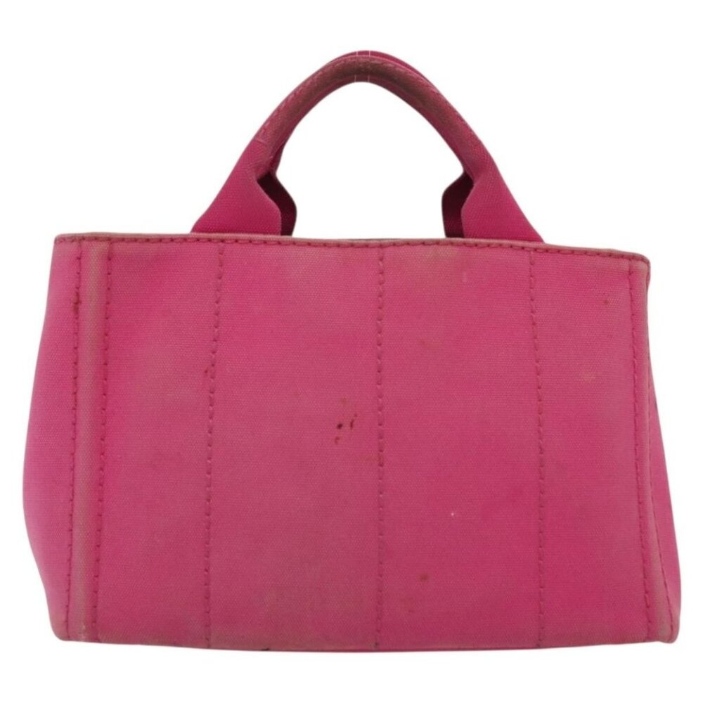 PRADA Canapa PM Hand Bag Canvas Pink Gold Auth bs28699 - Picture 3 of 16
